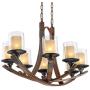 Tafford Mahogany Wood Large Linear Island Pendant Chandelier 43 1/4'' Wide Rustic Clear Outer Scavo Inner Glass 8-Light for Kitchen Island Dining Room - Franklin Iron Works