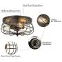 CO-Z 15 Inch Industrial 3-Light Vintage Metal Cage Flush Mount Ceiling Light, Oil Rubbed Bronze Finish, Rustic Ceiling Lighting Fixture for Bedroom, Dining Room, Living Room, Farmhouse Lighting