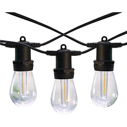 DGE Outdoor LED String Lights 48FT Patio String Light Shatterproof & Waterproof IP65, Décor for Patio, Backyard, Gazebo, Porch, Soft White Light