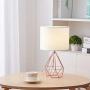 SOTTAE Modern Style Rose Gold Hollowed Out Base Living Room Bedroom Beside Table Lamp, Desk Lamp with White Fabric Shade SOTTAE Modern Style Rose Gold Hollowed Out Base Living Room Bedroom Beside Table Lamp, Desk Lamp with White Fabric Shade