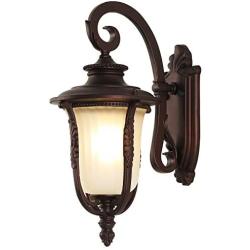 Designer Outdoor Wall Lanterns Rustic Exterior Light Fixture as Front Porch Light Wall Mount, 18'' Waterproof Outdoor Wall Sconce, Brown Finish with Frosted Glass for Front Door Garage Patio