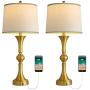Oneach Table Lamps Set of 2 with USB Charging Port for Living Room 29.25“ Modern Nightstand Lamp for Bedroom Bedside Table Lamp with Neutral Drum Shade Gold Oneach Table Lamps Set of 2 with USB Charging Port for Living Room 29.25“ Modern Nightstand Lamp for Bedroom Bedside Table Lamp with Neutral Drum Shade Gold