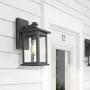 Emliviar Outdoor Wall Mount Lights 2 Pack, 1-Light Exterior Sconces Lantern in Black Finish with Clear Seeded Glass, OS-1803EW1-2PK