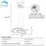 Larootsi Modern LED Pendant Light Irregular Ring Chandeliers 40W Dimmable 4000k with Adjustable Chain for Living Room Dining Room Bedroom Indoor Ceiling Light