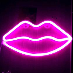 Pink Lips Led Neon Light Art Decorative Novelty Neon Sign Wall Table Decor for Christmas Party Children’s Room Living Room Bar Hotel Decoration