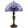 Tiffany Lamp Stained Glass Desk Light W16H24 Inch Tall Blue Purple Baroque Lavender Shade Antique Base S003C WERFACTORY LAMPS Lover Friends Kids Living Room Bedroom Bedside Coffee Bar Art Crafts Gifts