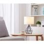 SOTTAE Black Hollowed Out Base Modern Livingroom Bedroom Bedside Table Lamp, Desk Lamp with White Fabric Shade