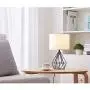SOTTAE Black Hollowed Out Base Modern Livingroom Bedroom Bedside Table Lamp, Desk Lamp with White Fabric Shade SOTTAE Black Hollowed Out Base Modern Livingroom Bedroom Bedside Table Lamp, Desk Lamp with White Fabric Shade