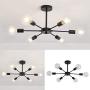 UOFUS Sputnik 6 Light Chandelier Black Mid Century Chandelie Modern Ceiling Light Fixture Pendant Lighting for Kitchen Dining Room Living Room Bedroom