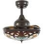 APBEAMLighting Tiffany Ceiling Fan Light Retro LED Dimmable Fandelier Retractable Reverse Blades with Remote Control for Bedroom Dining Room 36 Inches