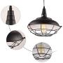 HMVPL Industrial Metal Cage Swag Pendant Light with Plug in Cord and Dimmer Switch, Hanging Ceiling Lamp for Dining Room Hallway Barn Garage, Black Finish