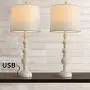 OYEARS USB Table Lamp Set 2 for Living Room Resin 27 3/4'' H Retro Table Lamp for Bedroom Vintage Table Lamp Bedside Traditional Rustic Table lamp