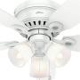 Hunter 52087 Hatherton Indoor Low Profile ceiling Fan with LED Light and Pull Chain Control, 46-inch, White