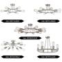 BONLICHT 8-Light Sputnik Chandelier Brushed Nickel Semi Flush Mount Ceiling Light Industrial Vintage Light Fixtures for Kitchen Living Room Dining Room Bed Room Hallway