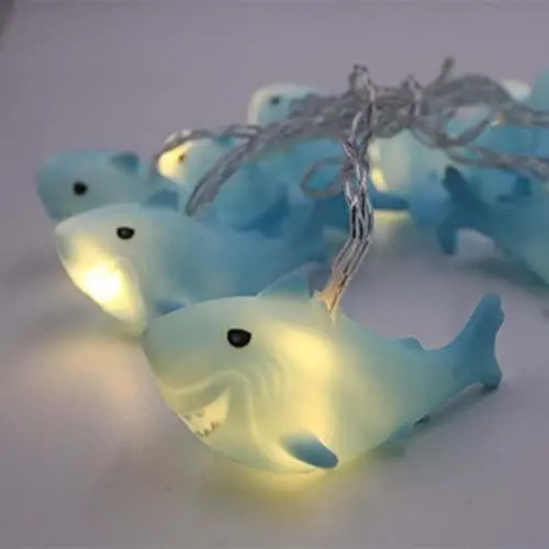Cirkooh 4.9 Ft / 1.5 M 10 Lights Battery Powered Cute Animal Shark Shape LED String Lights for Indoor/Outdoor Halloween Christmas Thanksgiving Home Party Children Kids Bedroom Decoration