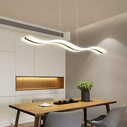 Modern Wave LED Pendant Light Dimmable Fixture Modern LED Chandelier LED Hanging Light Fixture for Contemporary Living Room Dining Room Kitchen Island Table(Dimmable Remote Control)