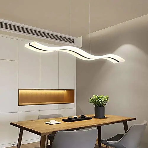 Modern Wave LED Pendant Light Dimmable Fixture Modern LED Chandelier LED Hanging Light Fixture for Contemporary Living Room Dining Room Kitchen Island Table(Dimmable Remote Control) Modern Wave LED Pendant Light Dimmable Fixture Modern LED Chandelier LED Hanging Light Fixture for Contemporary Living Room Dining Room Kitchen Island Table(Dimmable Remote Control)