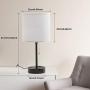 Focondot USB Table Lamp, Phone Stand Bedside Lamp Built-in Dual USB Ports & 2-Prong Outlet, Pull Chain Lamp with White Shade, Minimalist Desk Lamp for Bedroom, Living Room, Office(Set of 2)