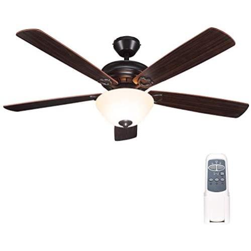 52 Inch Indoor Oil-Rubbed Bronze Ceiling Fan With Light Kits and Remote Control, Classic Style, Lifetime Motor Warranty, Reversible Blades, ETL for Living room, Bedroom, Basement