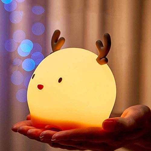 MOMSIV Night Lights for Bedroom, Sleep Breathing Lamp for Kids, Reindeer Night Light, LED Sleep Breathing Touch Control USB Rechargeable Nightlights Nursery Gift for Baby, Children, Girls