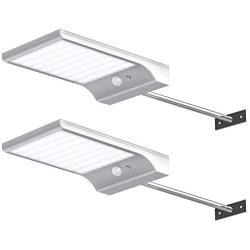 InnoGear Solar Gutter Lights Wall Sconces with Mounting Pole Outdoor Motion Sensor Detector Light Security Lighting for Barn Porch Garage, Pack of 2