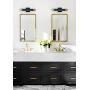 MOTINI 2 Light Wall Sconce in Matte Black and Gold Leaf Finish 16.5 Inch, Mid-Century Modern Up and Down Cylinder Wall Light Fixture for Bathroom Bedroom Vanity Hallway Living Room, Bulb Included