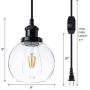 Larootsi Vintage Plug in Wall Lamp Industrial Wall Sconce Light Dimmable with Clear Glass Globe Adjustable Hanging for Indoor Lighting Living Room Dining Room Bedroom Hallway