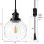 Larootsi Vintage Plug in Wall Lamp Industrial Wall Sconce Light Dimmable with Clear Glass Globe Adjustable Hanging for Indoor Lighting Living Room Dining Room Bedroom Hallway