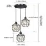 bgLight Industrial Semi Mount Pendant Light, 3 -Light Cage Haning Light Cluster Ceiling Chandeliers Pendant Lighting Fixture for Kitchen Isand, Dining Room,Living Room,Stariway -Black