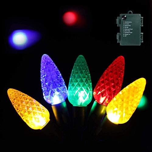 Christmas Lights, 19.7 Ft 60 Leds Strawberry Battery Operated Strings Lights 8 Modes On/Off Timer for Xmas Tree Indoor Outdoor Christmas Decorations