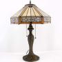 Tiffany Lamp Bedside Table Reading Lighting Yellow Hexagon Stained Glass Mission Style Shade Antique Base W16H24 Inch S011 WERFACTORY LAMPS Lover Parent Friend Kids Living Room Bedroom Coffee Bar Desk