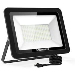 MORSEN 200W LED Flood Light, 20000lm Super Bright Security Lights, UL Certificated Plug, IP66 Waterproof Outdoor Flood Light, 5000K Daylight White Floodlight for Yard, Garden, Garages