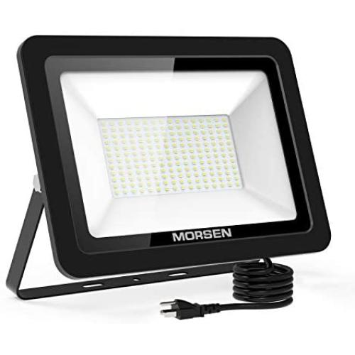 MORSEN 200W LED Flood Light, 20000lm Super Bright Security Lights, UL Certificated Plug, IP66 Waterproof Outdoor Flood Light, 5000K Daylight White Floodlight for Yard, Garden, Garages