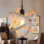 Q&S Farmhouse Globe Pendant Light Fixture,ORB and Oak White Finish,Include Bulb,Rustic Cage Chandelier Farmhouse Light Fixture for Kitchen Island Dining Room Table Entryway Hallway