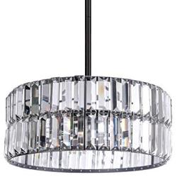 Galtlap Modern Crystal Chandelier 3-Light Flush Mount Ceiling Pendant Light, Double Layer K9 Crystal Ceiling Pendant Lighting Fixture for Dining Room Kitchen Island, Bathroom, Bedroom, Living Room