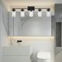 ELUZE 5-Light Bathroom Vanity Light, Industrial Wall Sconce Bathroom Lighting Black Bath Lighting with Clear Ribbed Glass ,Vintage Porch Wall Lamp for Mirror Kitchen Living Room Hallway Bedroom