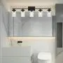 ELUZE 5-Light Bathroom Vanity Light, Industrial Wall Sconce Bathroom Lighting Black Bath Lighting with Clear Ribbed Glass ,Vintage Porch Wall Lamp for Mirror Kitchen Living Room Hallway Bedroom
