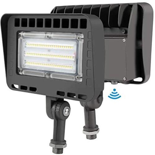 Lightdot 70W LED Outdoor Flood Light with Knuckle, Dusk to Dawn Photocell 5000K 8400Lm(Eqv 300W) Adustable Angel Security Lights for Area Yard Barn (2 Pack ETL)