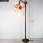 Tiffany Style Reading Floor Lamp Lighting W10H64 Inch Red Yellow Stained Glass Double Rose Lampshade Antique Adjustable Arched Base S001 WERFACTORY Lamps Living Room Bedroom Beside Table Lover Gifts