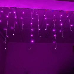 YOLIGHT 13ft 96 LEDs Icicle Curtain String Drop Lights, Indoor Outdoor Decoration for Christmas Festival Wedding Party Patio Garden (Purple)