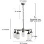 LNC Farmhouse Chandelier, Mason Jar Lights, Medium Dining Room Pendant in Brushed Dark Silver Metal for Kitchen Island