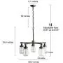 LNC Farmhouse Chandelier, Mason Jar Lights, Medium Dining Room Pendant in Brushed Dark Silver Metal for Kitchen Island