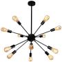 Vintage Sputnik Chandelier 12 Lights,Black Modern Flush Mount Ceiling Light Fixture,Industrial Pendant Lighting for Kitchen Dining Room Living Room(12 Bulbs Included)