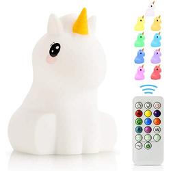 Large Unicorn Night Lights for Kids -USB Rechargeable Animal Silicone Soft Lamps with Touch Sensor and Remote Control - 9 Color Changing Glow Cute Gifts for Girls, Toddler, Baby (6.3 x 4.5 inch)