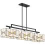 Oswell Black Large Linear Island Pendant Chandelier 42 1/2'' Wide Mission Tiffany Style Art Glass 3-Light Fixture for Kitchen Island Dining Room - Robert Louis Tiffany