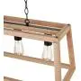 Light Society LS-C262-NT Bristol Natural Wood Pendant Lamp Chandelier with Metal Chain, Modern Industrial Style