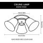LHLYCLX Flush Mount Ceiling Light, Brown Finish, Farmhouse Black 3 Light Ceiling Chandelier Fixtures for Hallway, Kitchen, Bedroom and Bathroom (Bronze)