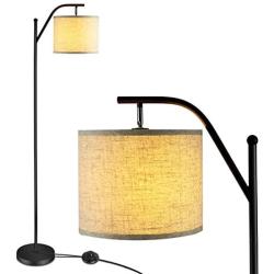 Tangkula Floor Lamp for Living Room, Mid Century Tall Pole Lamp with Arc Hanging Shade, Foot Switch & Metal Base, Indoor Reading Standing Light for Living Room Bedroom Office, LED Bulb Not Included