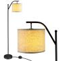 Tangkula Floor Lamp for Living Room, Mid Century Tall Pole Lamp with Arc Hanging Shade, Foot Switch & Metal Base, Indoor Reading Standing Light for Living Room Bedroom Office, LED Bulb Not Included