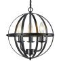 Lampundit 3 Lights Orb Chandelier Farmhouse Chandelier Rustic Metal Pendant Lighting Fixture for Kitchen Island Dining Room Living Room Foyer Entryway Stairwell Black